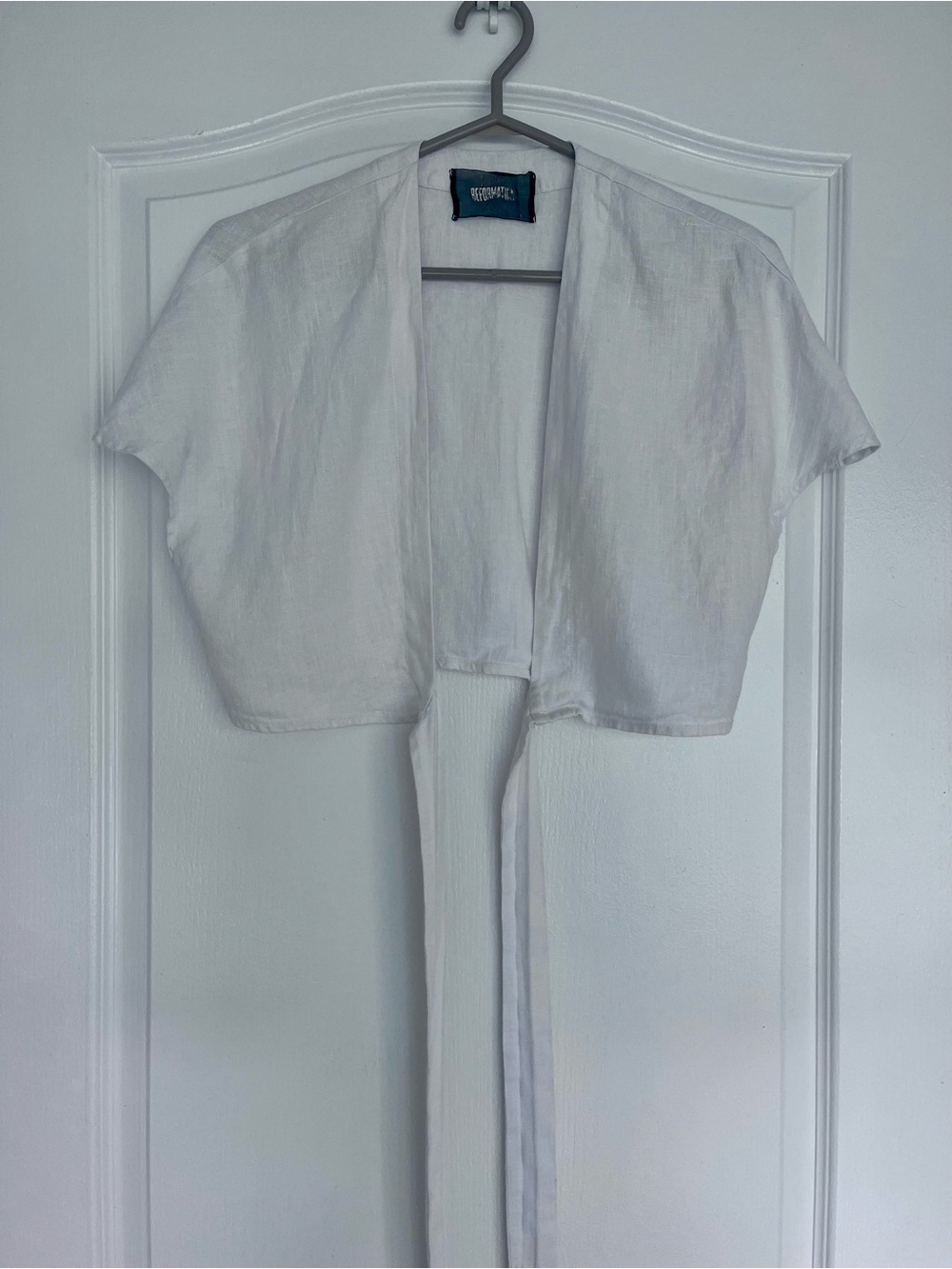 Reformation White Linen Bolero w/ Tie
